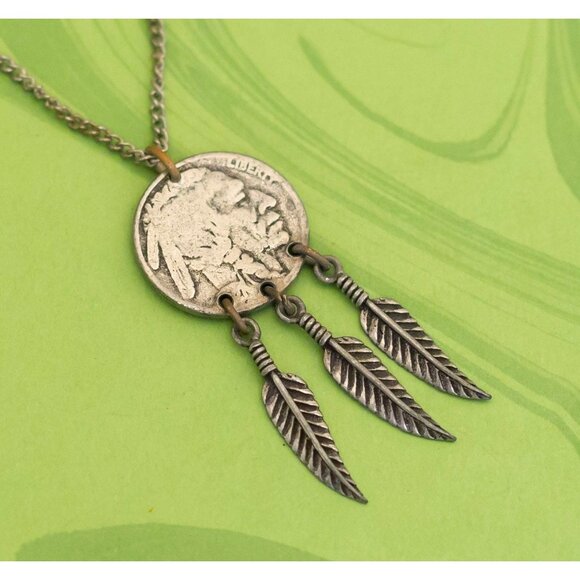 Vintage Buffalo Nickel Necklace 18 inch - W13 - Picture 1 of 3
